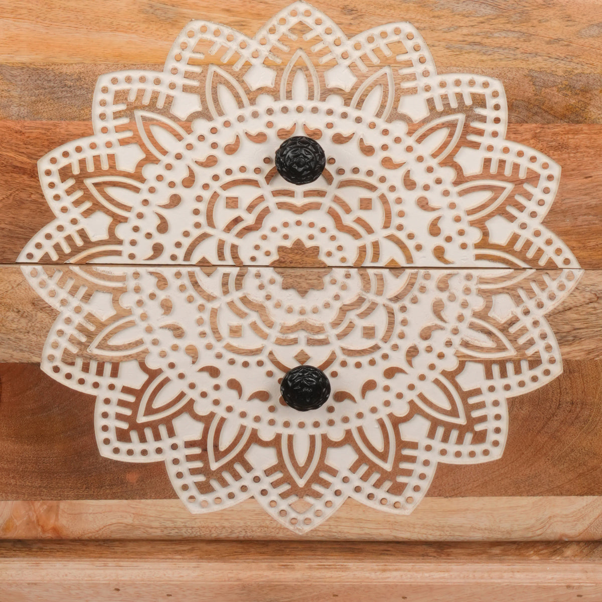 Mandala Chest - Four-Drawer Wooden Chest with Intricate Mandala Carvings