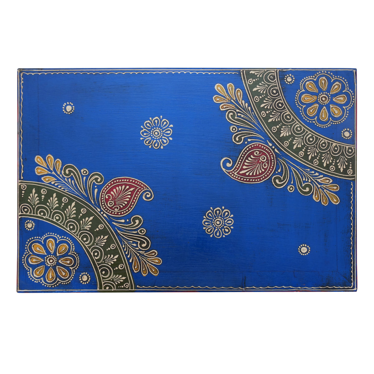 The Marwari Nightstand - Vibrant Hand-Painted Wooden Bedside Cabinet with Drawer