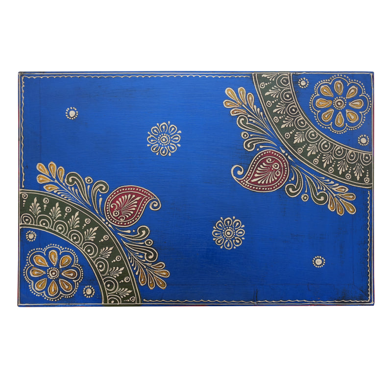 The Marwari Nightstand - Vibrant Hand-Painted Wooden Bedside Cabinet with Drawer