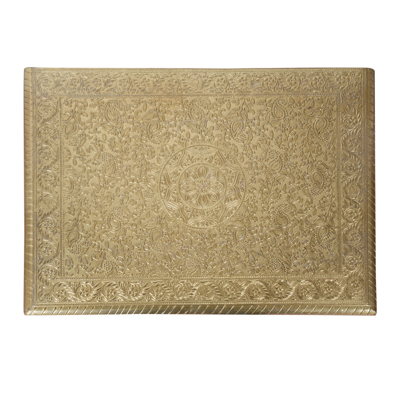 The Mughal Trunk - Brass Inlay Wooden 2-Drawer Accent Chest