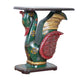 Hand-Painted Swan Pedestal Accent Table | Traditional Green & Red Stand
