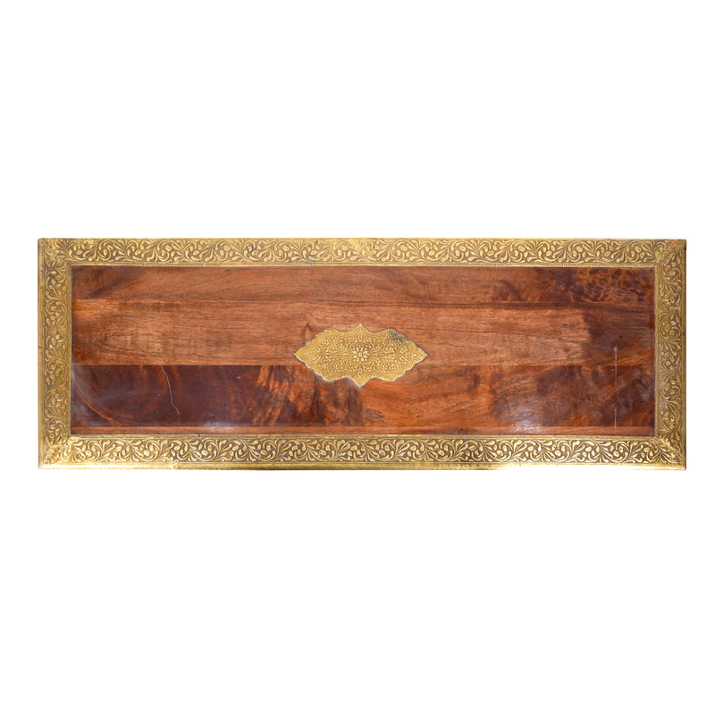 Handcrafted Tile & Embossed Brass Storage Trunk