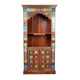 Handcrafted Brass & Tile Corner Mandir Almirah | Wooden Display Cabinet