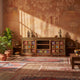 Handcrafted Brass & Tile Media Console Cabinet | Ethnic TV Stand