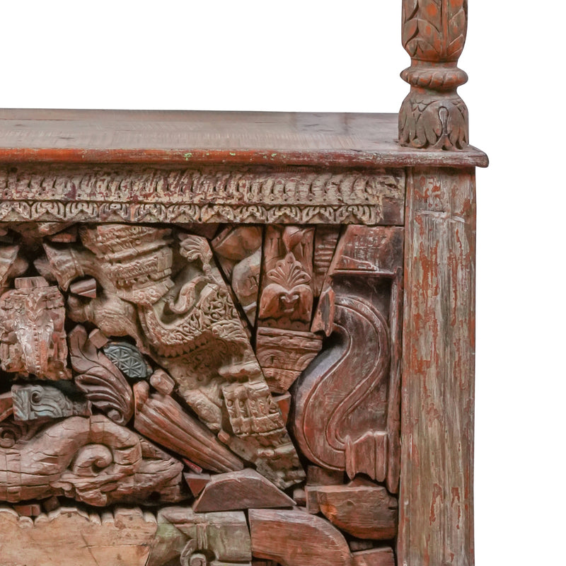Antique Handcrafted Jodhpuri Wooden Counter with Intricate Carved Detailing