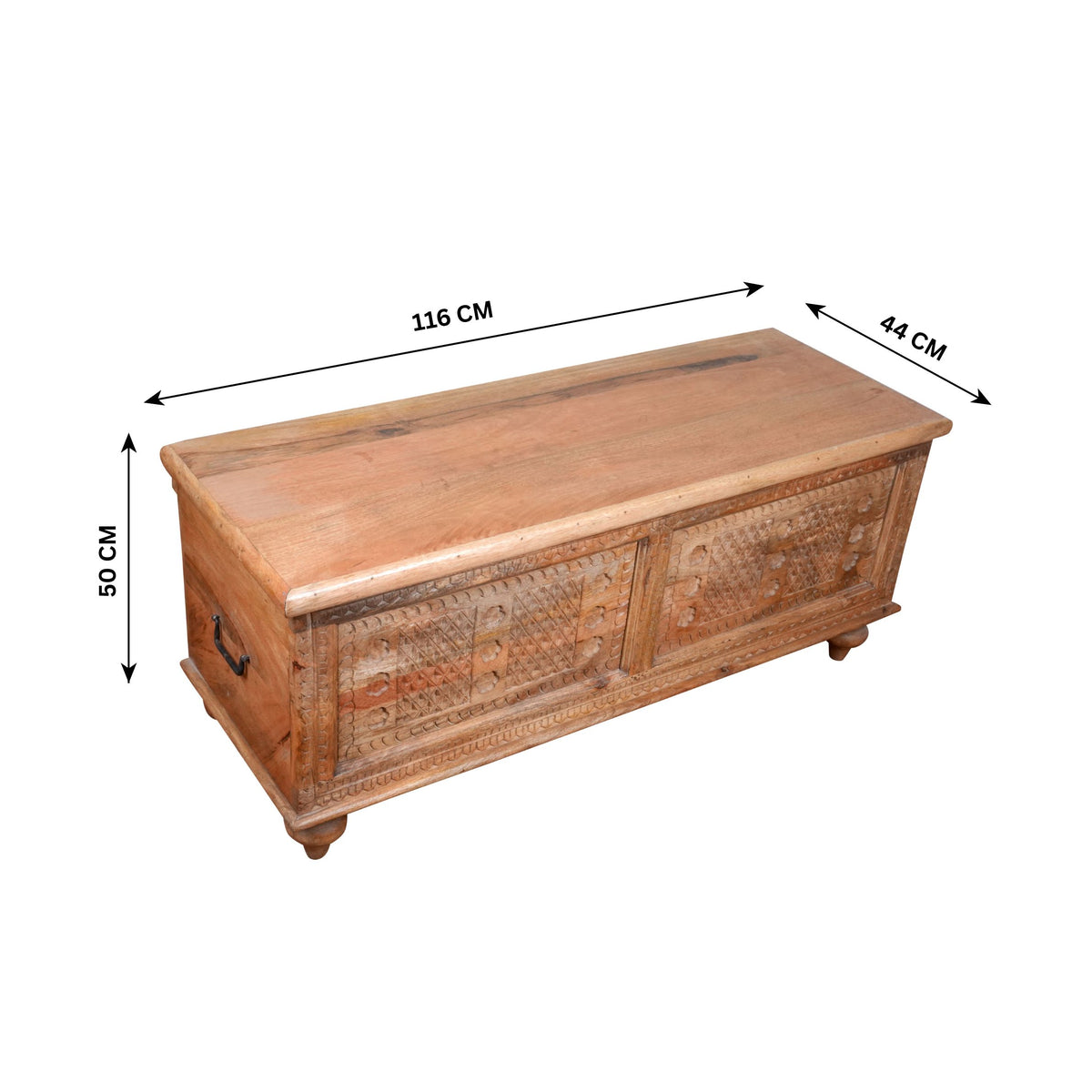 Rajputana Chest - Antique Rajasthani  Carved Wooden Trunk