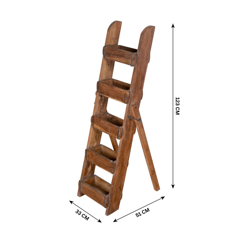 Rustic Mango Wood Ladder Shelf – A Timeless Accent from Jodhpur