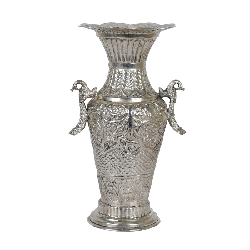 Handcrafted Chitai Flower Silver-Plated Brass Vase – Traditional Rajasthani Chitai Design