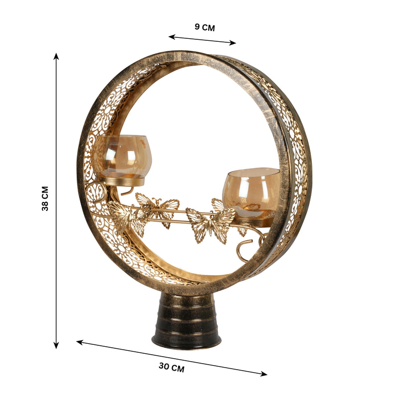 Elegant Metal Candle Holder with Circular Design