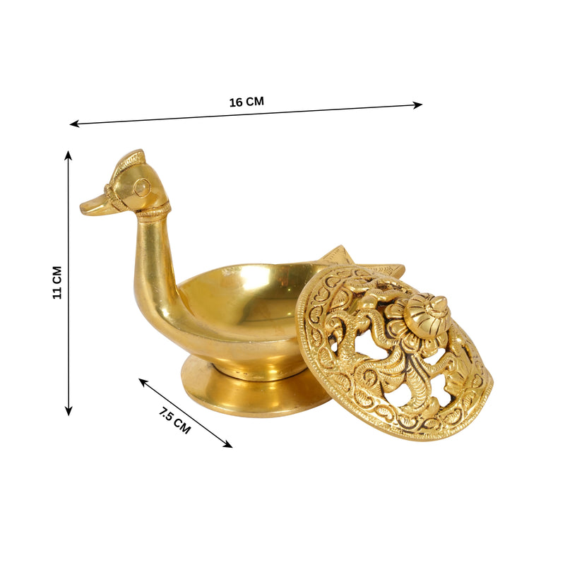 Handcrafted Indian Brass Swan Incense Burner | Artisan Dhoop Dani