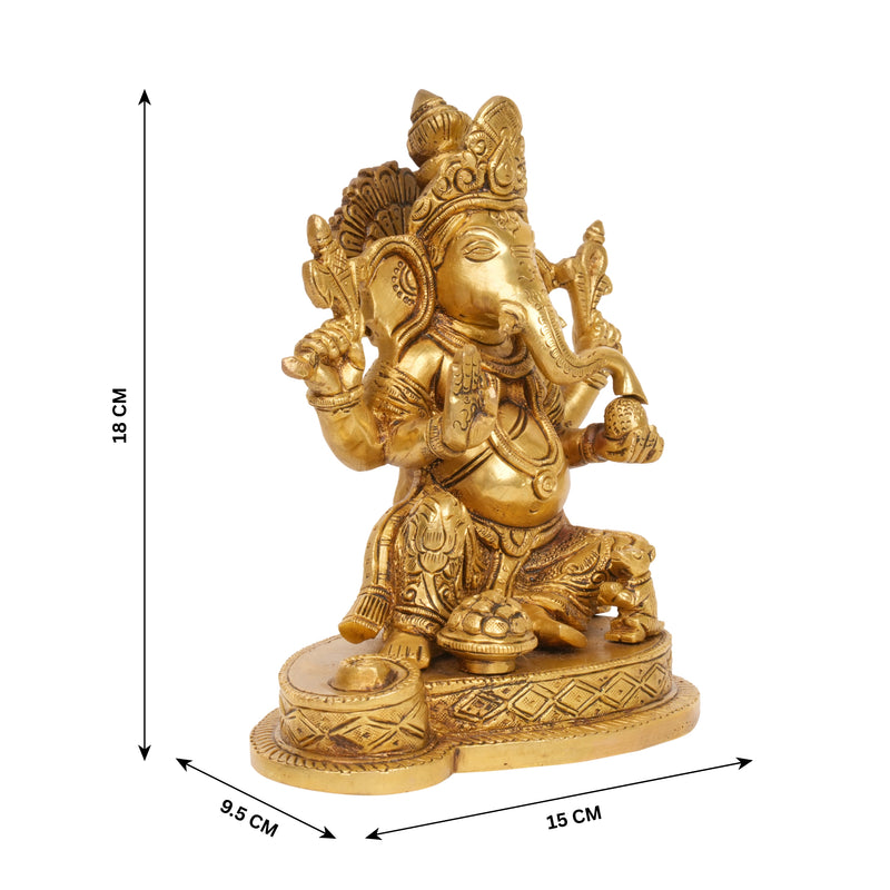 Benevolent Grace: Handcrafted Bronze Ganesha with Sweets