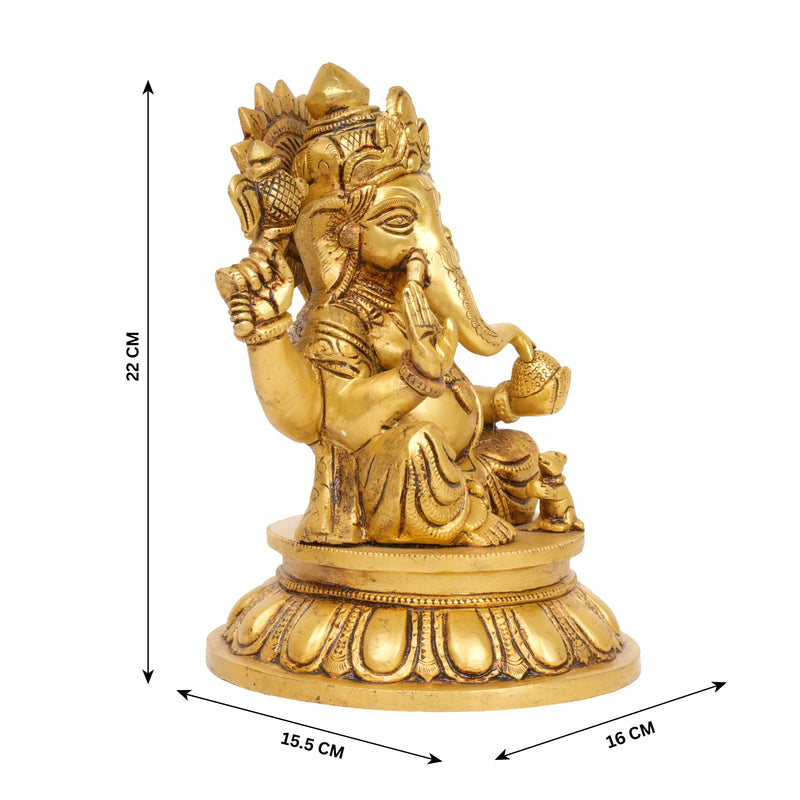Path to Prosperity: Bronze Ganesha Idol on Lotus Base