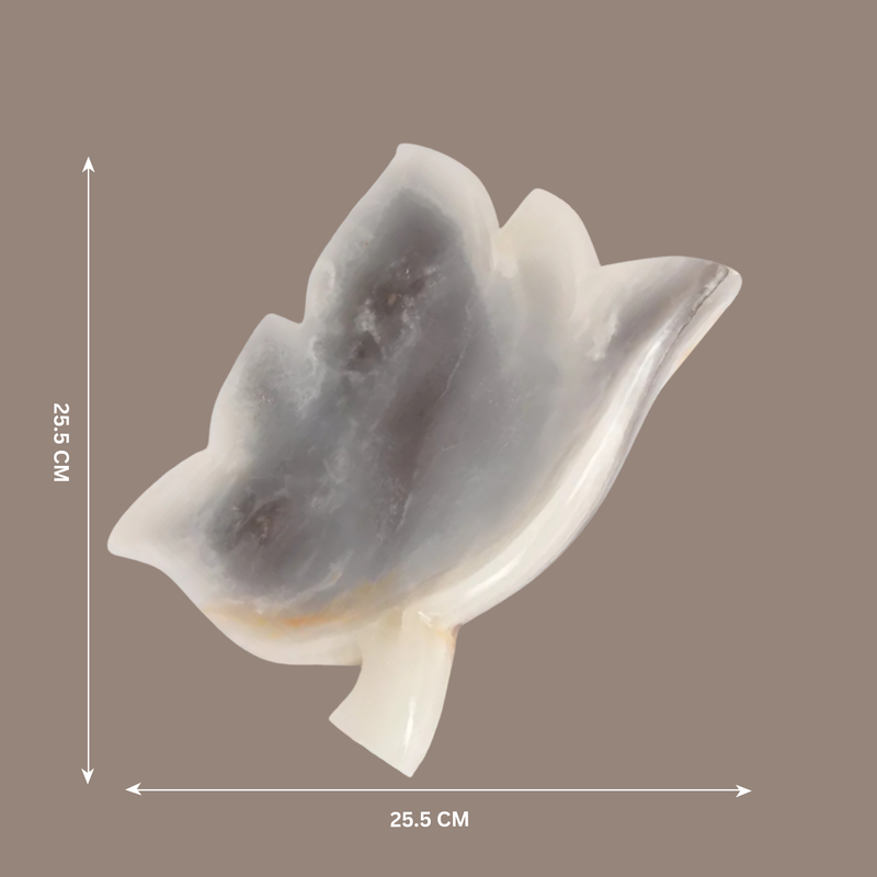 Elegant White Onyx Decorative Plate – Handcrafted Natural Stone Tray for Luxurious Home Decor