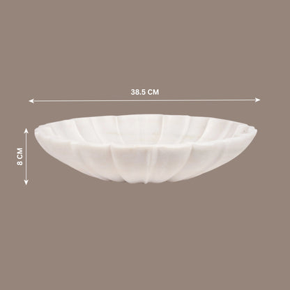 Sacred Blossom: Hand-Carved White Marble Urli | A Bowl of Pure Tranquility