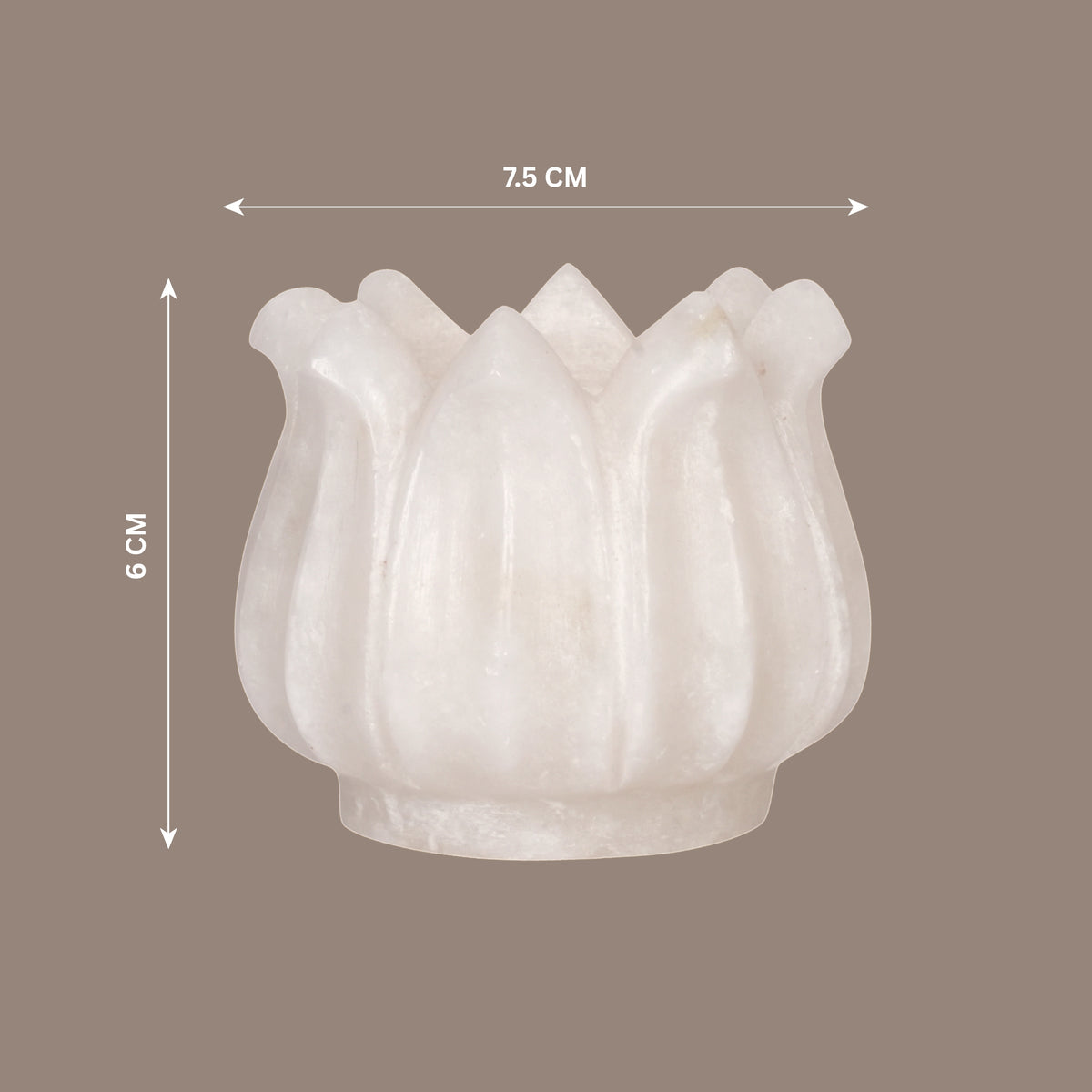Hand-Carved White Marble Lotus Candle Holder | Symbol of Enlightenment