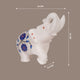Azure Bloom: Hand-Carved Marble Elephant with Blue Parchinkari Inlay