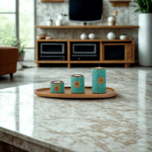 Set of 3 Handcrafted Ceramic Candle Holders