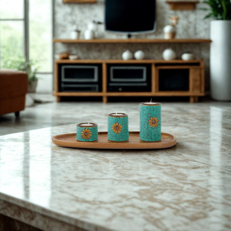 Set of 3 Handcrafted Ceramic Candle Holders