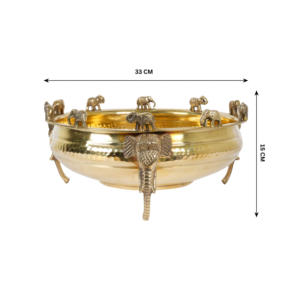 Brass Elephant Motif Urli – A Regal Touch of Tradition