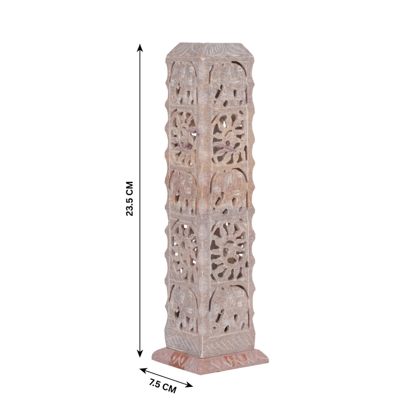 Hand-Carved Marble Jali Candle Stand