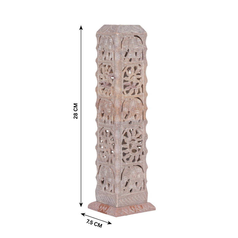 Hand-Carved Marble Jali Candle Stand