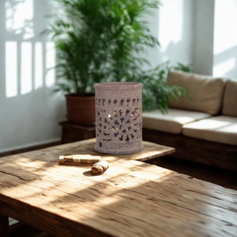 Hand-Carved Marble Jali Multi-Purpose Holder