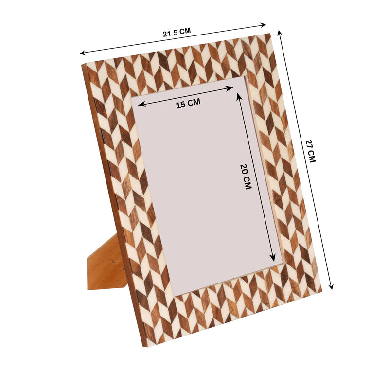 Handcrafted Indian Wooden Inlay Photo Frame | Rajasthani Artisan Decor