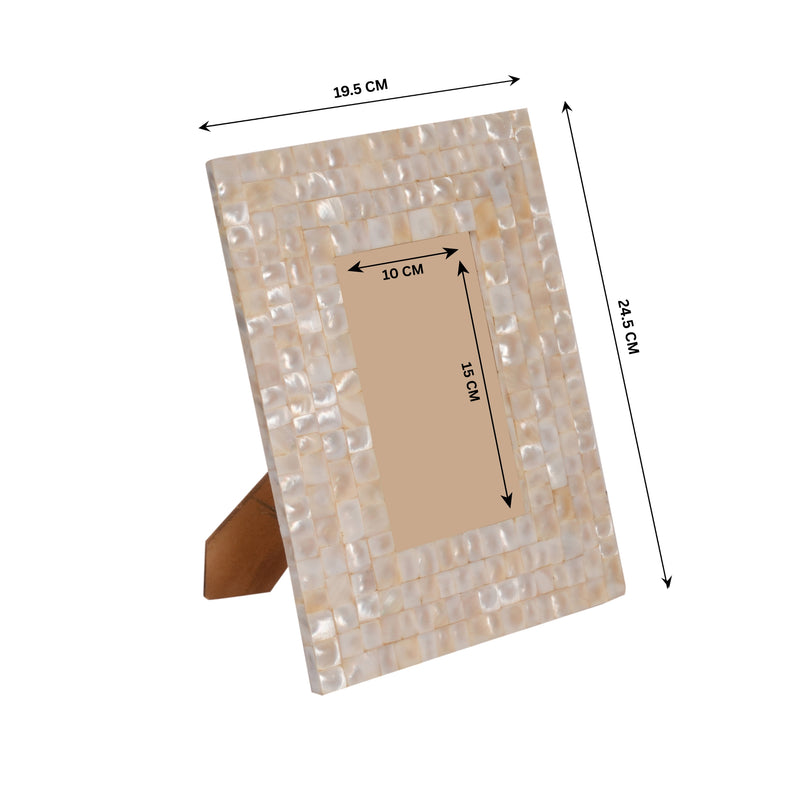 Handcrafted Indian Mother of Pearl Inlay Photo Frame | Floral Elegance for Treasured Memories