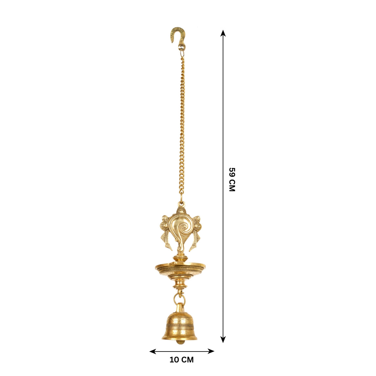 Divine Chime: Handcrafted Brass Hanging Deepam (Oil Lamp) with Bell