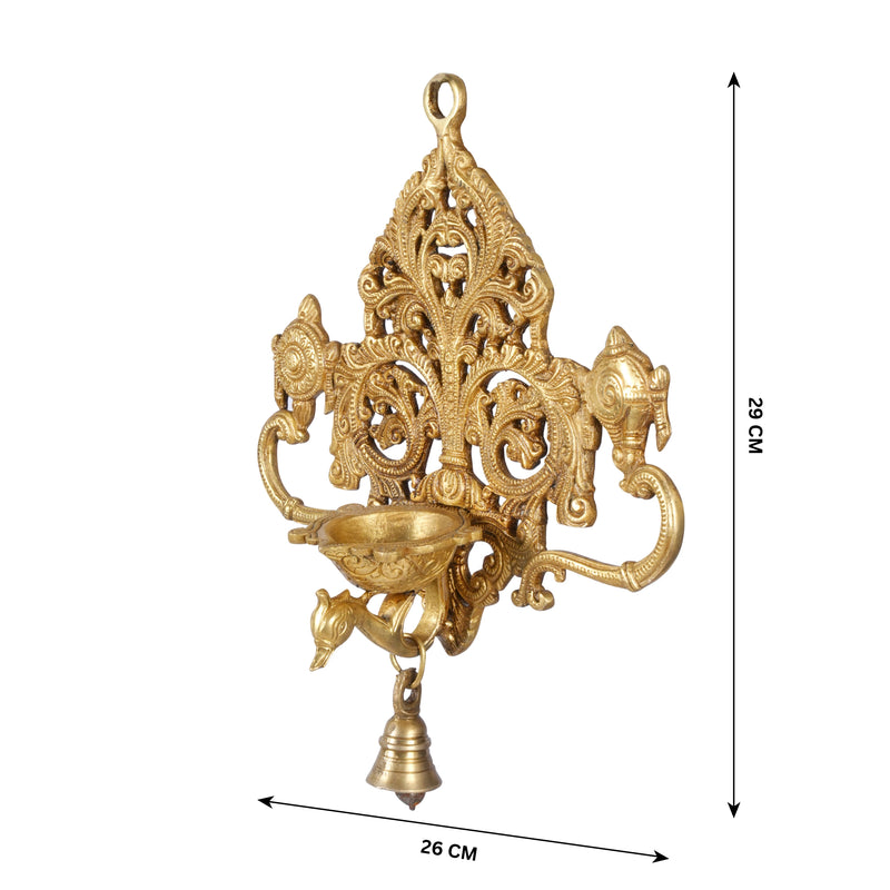 Graceful Glow: Handcrafted Brass Hanging Deepam with Bell