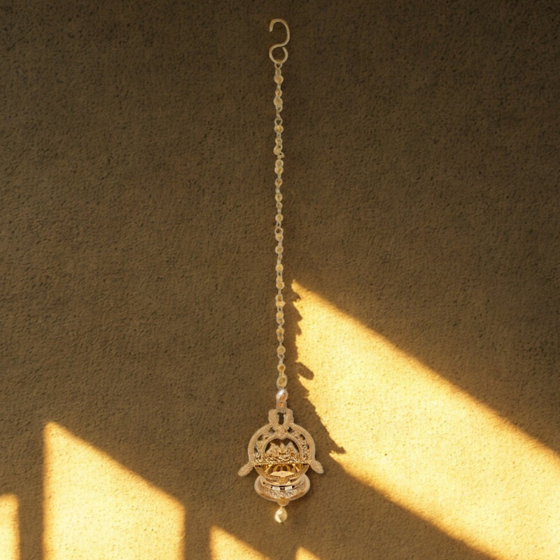 Eternal Glow: Handcrafted Brass Gajalaxmi Hanging Deepam