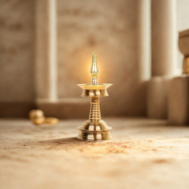 Handcrafted Bronze Oil Lamp Traditional Indian Deepam