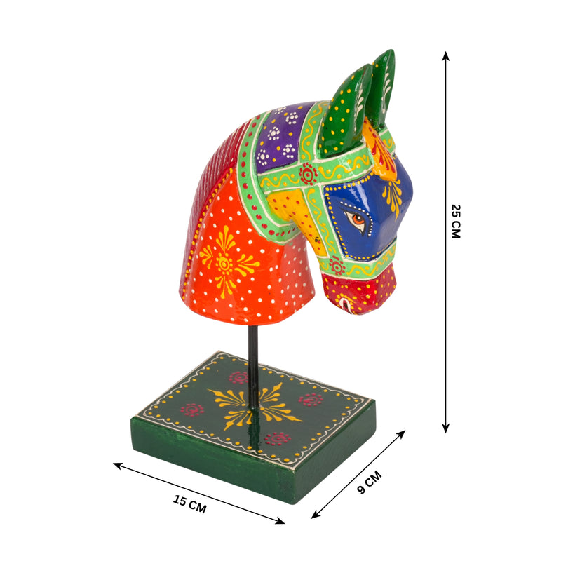 Hand-Painted Wooden Horse Head Sculpture