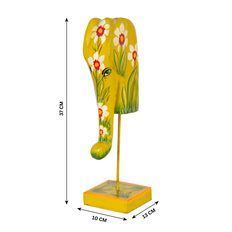 Hand-Painted Wooden Elephant Sculptures