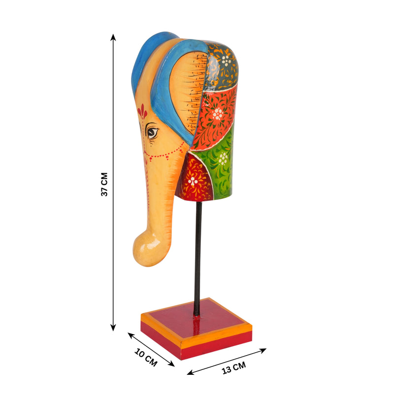 Hand-Painted Wooden Elephant Sculptures