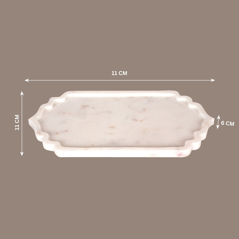 Elegant Marble Tray with Scalloped Edges