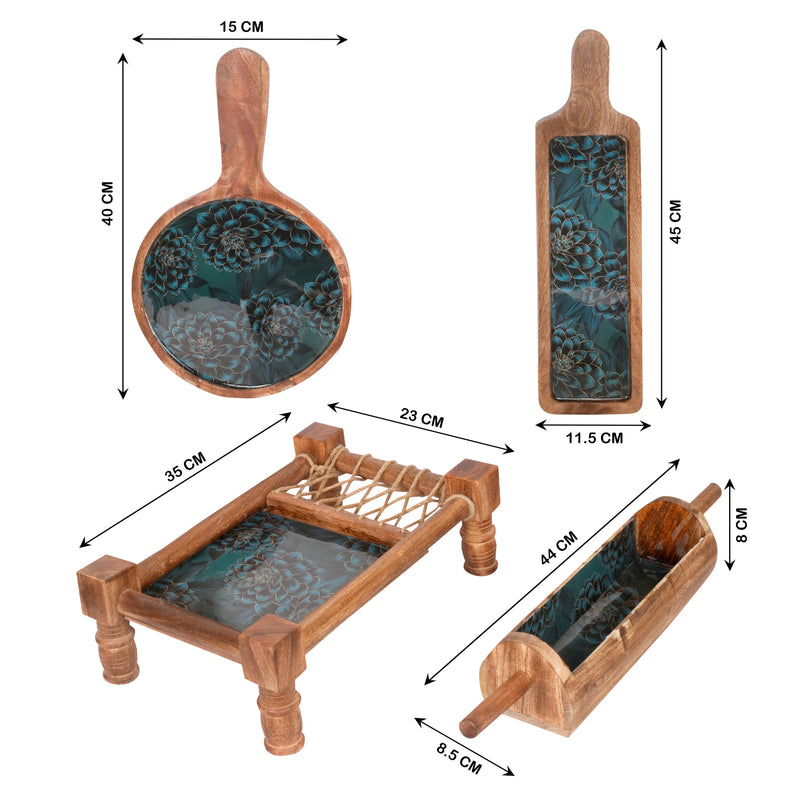 Handcrafted Resin Art Trays - Set of 4