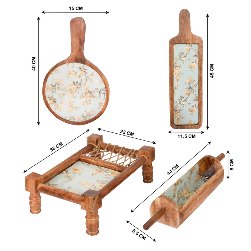 Handcrafted Resin Art Trays - Set of 4