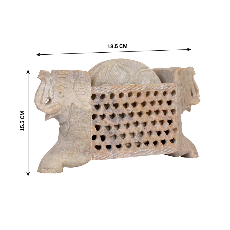 Handcrafted Marble Coasters with Elephant Design - Set of 6